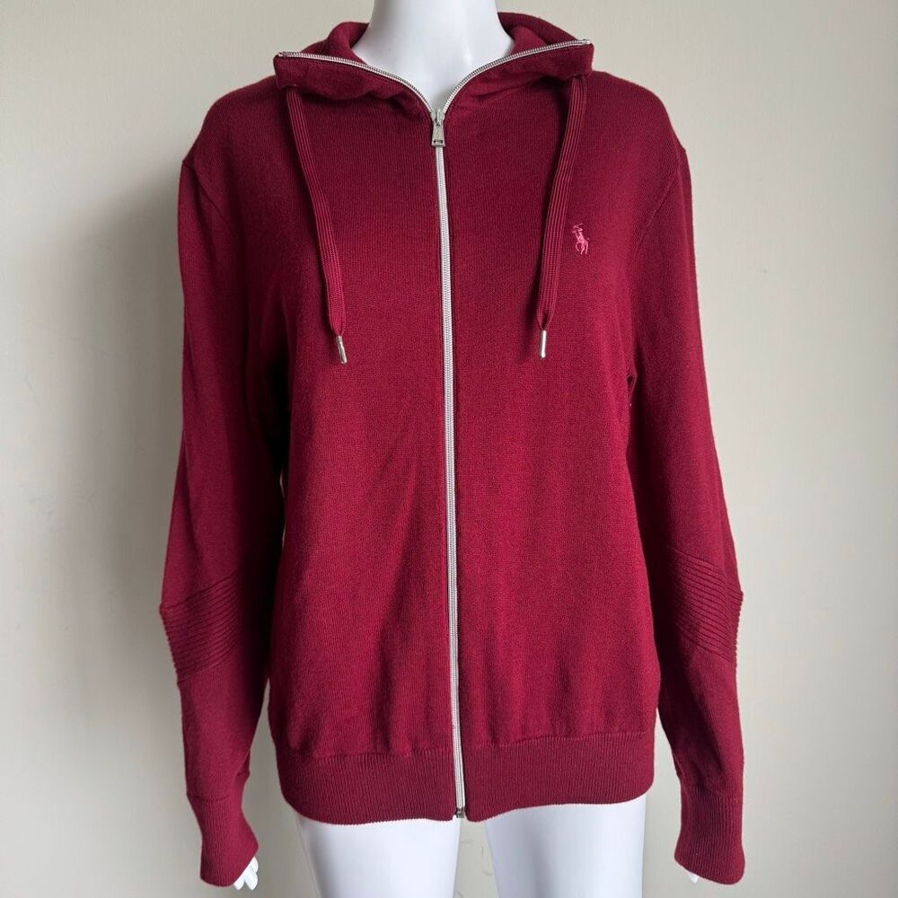Polo Golf Ralph Lauren Women’s Cashmere Full Zip Sweater Burgundy Size L